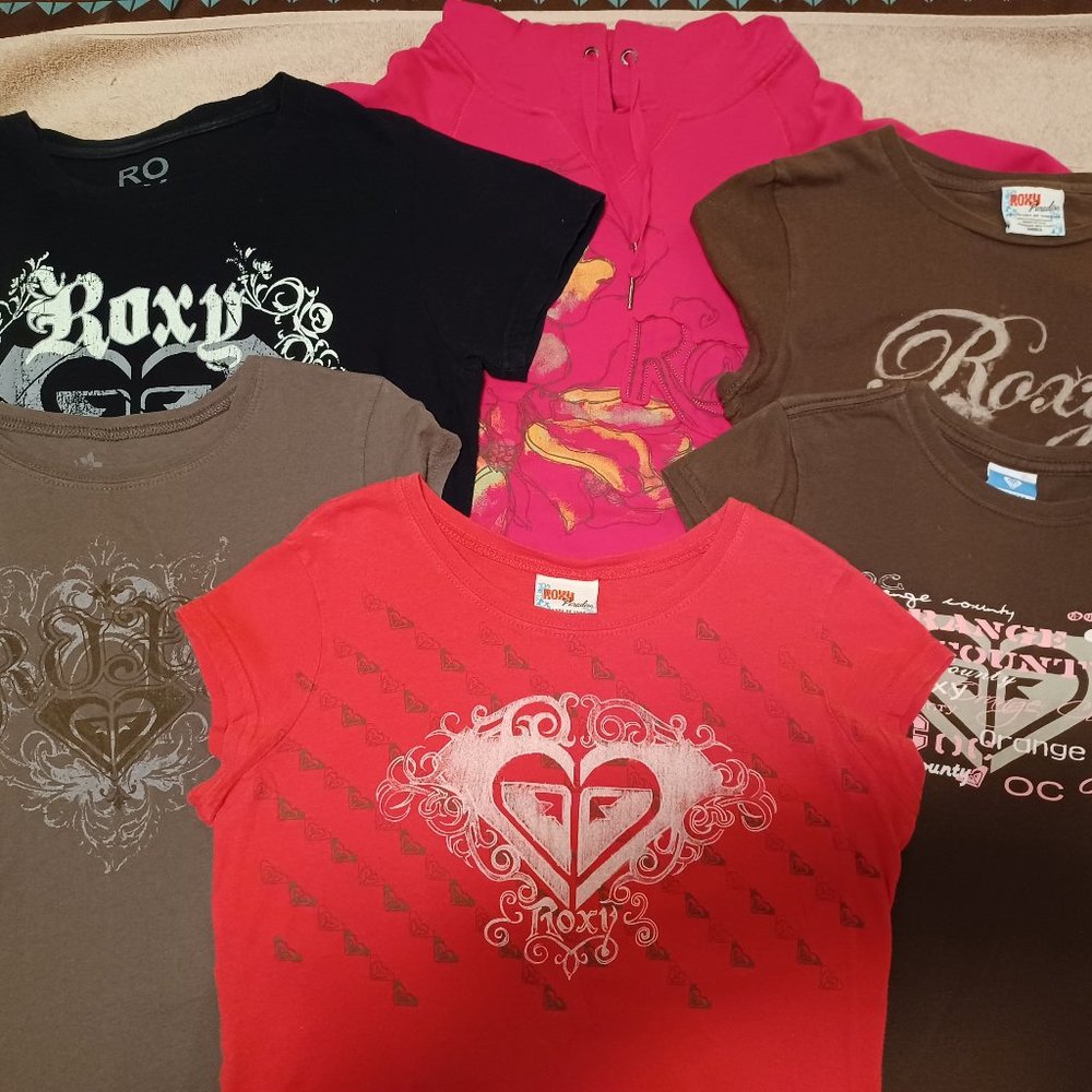 Roxy lot, hoodie sweatshirt, 5 t-shirts, vintage